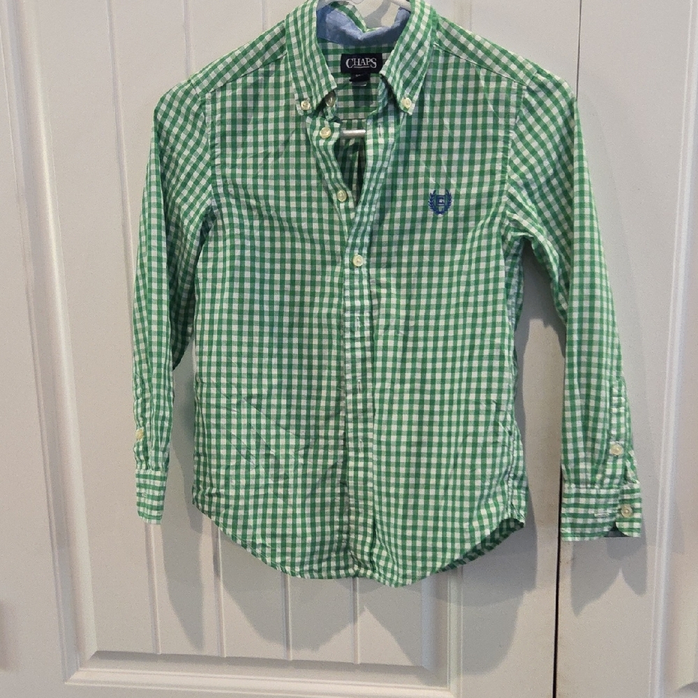 Chaps Kids Green Plaid Button Down Shirt